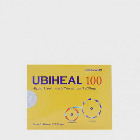 Viên nang Ubiheal 100mg điều trị rối loạn cảm giác do bệnh thần kinh đái tháo đường (5 vỉ x 6 viên)