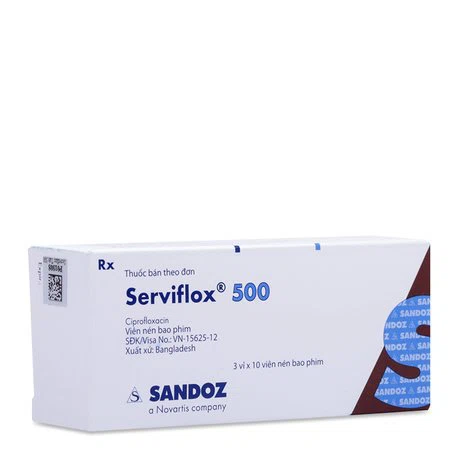 Thuốc điều trị nhiễm khuẩn đường hô hấp, đường tiết niệu Serviflox 500mg (3 vỉ x 10 viên/hộp)