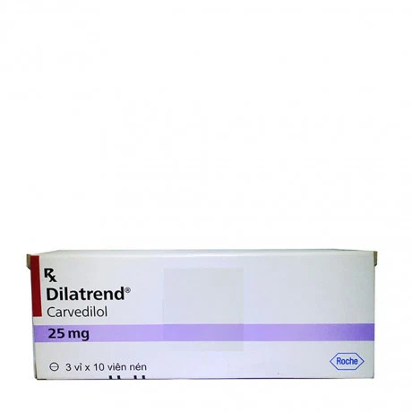 Viên nén Dilatrend 25mg điều trị tăng huyết áp, suy tim (3 vỉ x 10 viên)