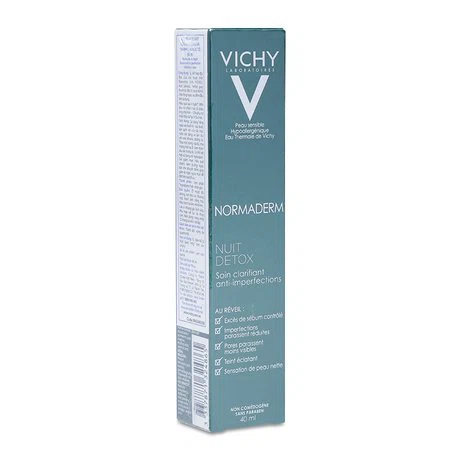 Gel hỗ trợ se khít lỗ chân lông, giải độc, thanh lọc độc tố trong da Vichy Normaderm Night Detox (Hộp 40ml)