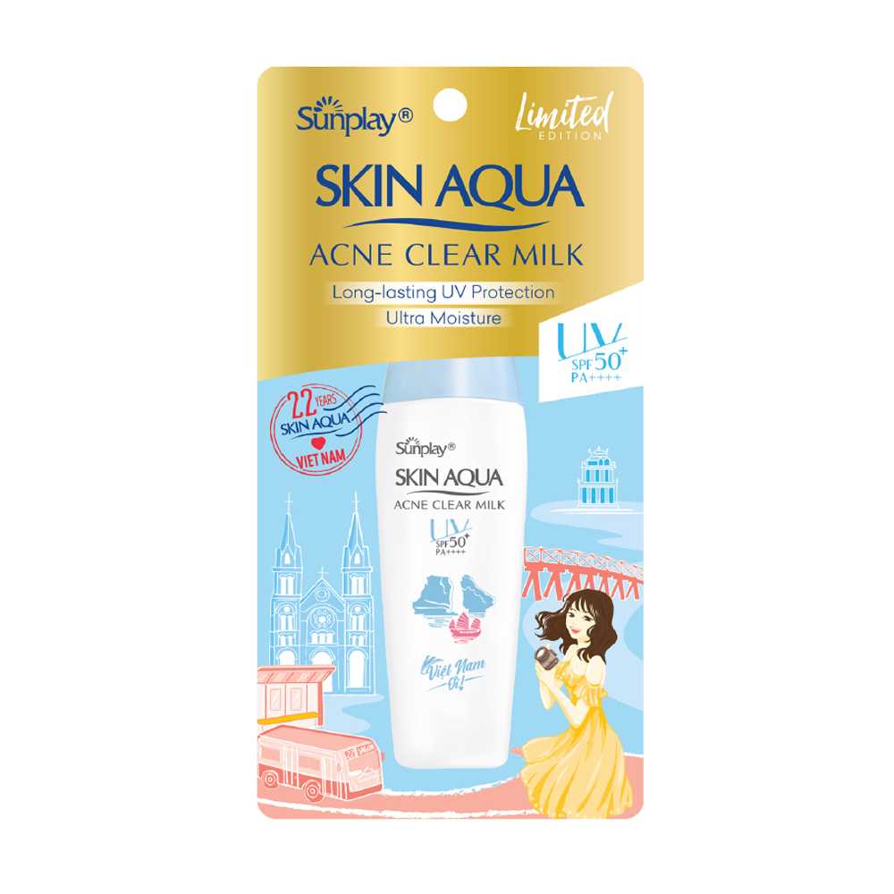Kem chống nắng dưỡng da ngừa mụn Sunplay Skin Aqua Acne Clear Milk SPF50+ (Tuýp 25g)