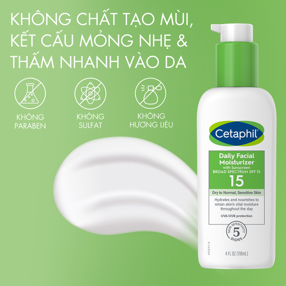 Kem dưỡng da và chống nắng CETAPHIL Daily Facial Moisturizer SPF15 / PA++ (Chai 118ml)