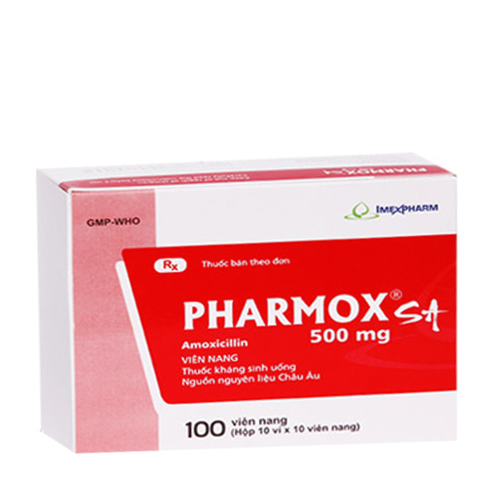 Viên nang cứng Pharmox SA 500mg kháng sinh điều trị nhiễm khuẩn (10 vỉ x10 viên)