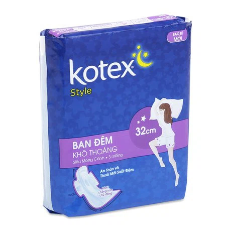 Băng vệ sinh ban đêm siêu mỏng cánh Kotex Style (3 miếng/gói)