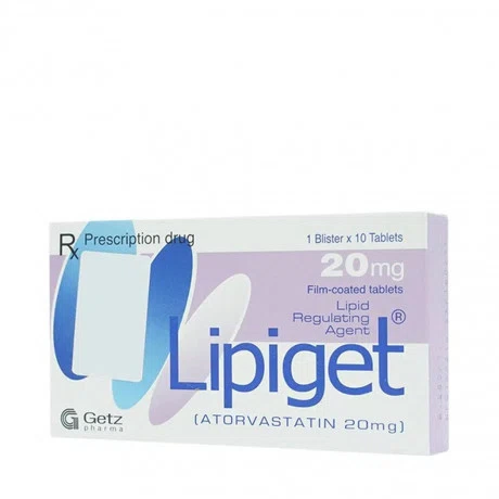 Viên nén Lipiget 20mg điều trị rối loạn mỡ máu (1 vỉ x 10 viên)