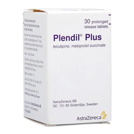 Viên nén phóng thích kéo dài Plendil Plus 5mg/47.5mg điều trị tăng huyết áp (chai 30 viên)