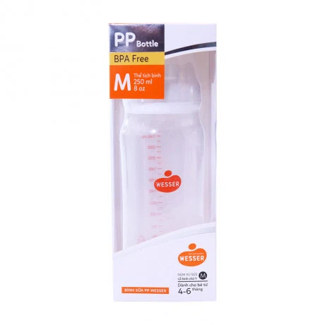 Bình sữa cho trẻ 4-6 tháng PP Wesser (250ml)