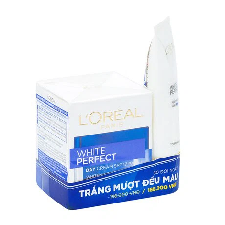 Combo sữa rửa mặt trắng da L'Oreal  White Perfect (100ml) + Kem dưỡng trắng da ban ngày L'Oreal (50ml)