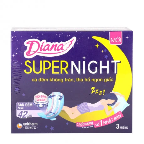 Băng vệ sinh ban đêm có cánh Diana Super Night 42cm (3 miếng/hộp)