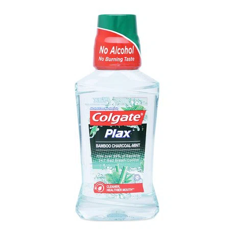 Nước súc miệng bảo vệ khỏi vi khuẩn hương than tre bạc hà Colgate Plax Bamboo Charcoal-Mint (250ml)