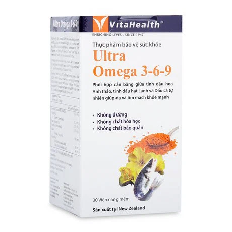 Thực phẩm chức năng hỗ trợ tim mạch Ultra Omega 3-6-9 (30 viên/hộp)
