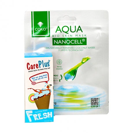 Mặt nạ sinh học dưỡng ẩm Coko Aqua Nanocell Mask (23g) + Tặng kèm DDVS phụ nữ Care Plus (50ml)