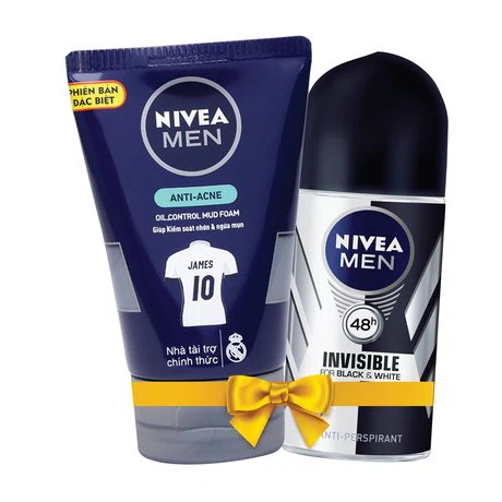 Sữa rửa mặt Nivea Men Anti-Acne (100g) + Tặng kèm lăn khử mùi Nivea Men (12ml)