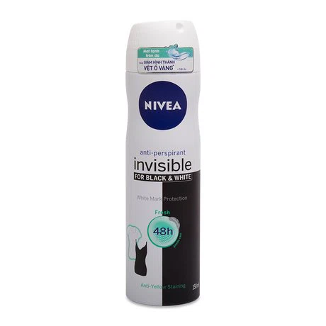 Xịt khử mùi mát lạnh Nivea Invisible For Black & White (150ml)