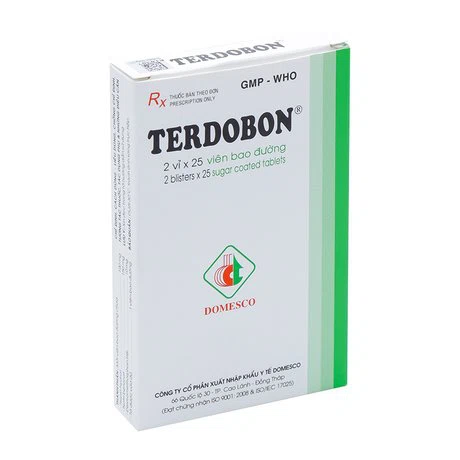 Thuốc điều trị ho và các rối loạn dịch tiết phế quản trong bệnh lý phế quản - phổi Terdobon (2 vỉ x 25 viên/hộp)