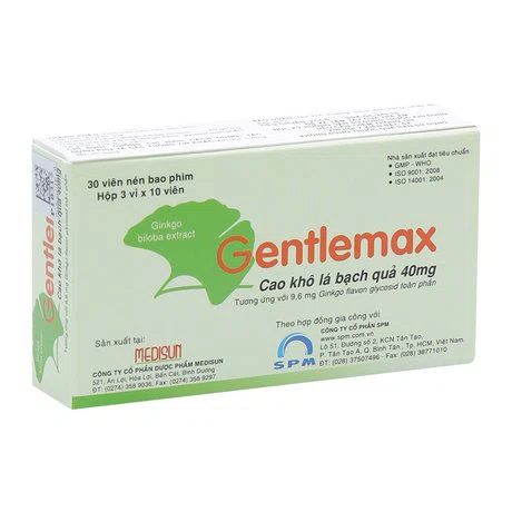 Viên nén bao phim Gentlemax điều trị thiểu năng tuần hoàn não (3 vỉ x 10 viên)