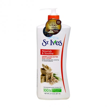 Sữa dưỡng thể toàn thân yến mạch và bơ ST.Ives Nourish & Smoothie Oatmeal & Shea Butter Body Lotion (621ml)