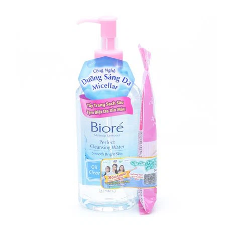 Nước tẩy trang Bioré dành cho da dầu và da hỗn hợp (300ml) + Tặng kèm gói khăn tẩy trang Bioré