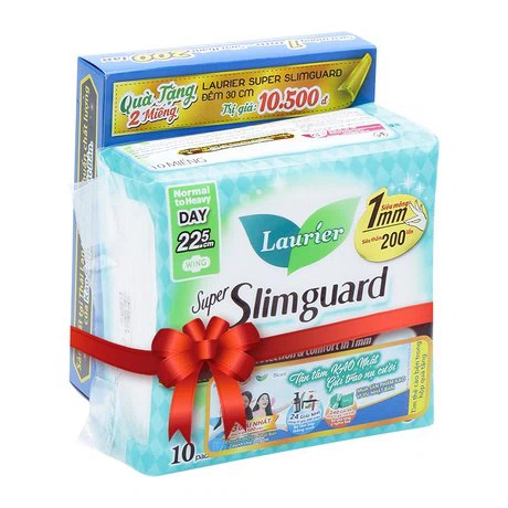 BVS ban ngày siêu mỏng cánh Laurier Super Slimguard (10 miếng/gói) + Tặng kèm BVS Laurier Super Slimguard (2 miếng/hộp)