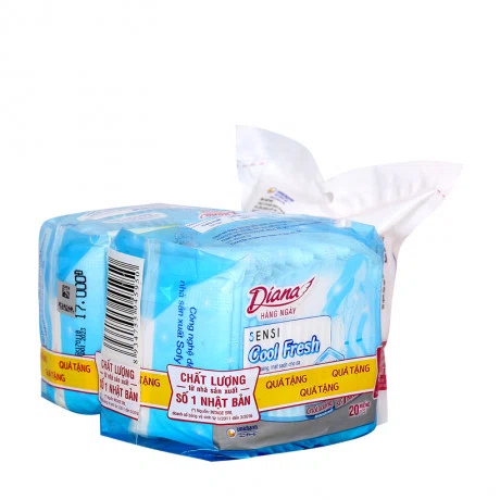 Băng vệ sinh siêu mát lạnh hàng ngày Diana Sensi Cool Fresh (20 miếng) + Tặng  1 gói BVS hàng ngày (khi mua 2 gói)