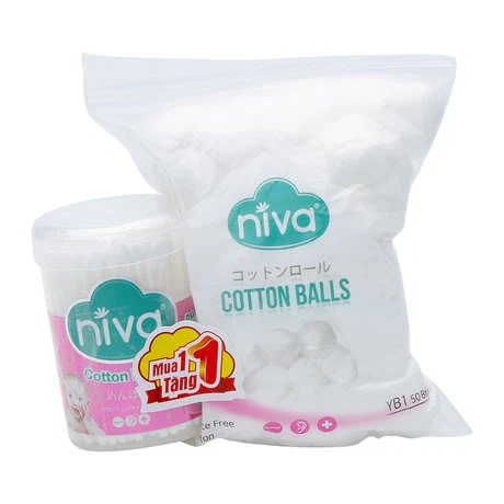 Tăm bông trẻ em cao cấp Niva (150 que/hộp) + Tặng kèm 1 túi zipper bông viên Niva