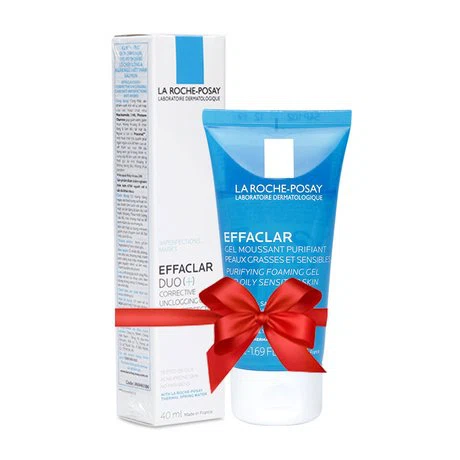 Kem giảm mụn La Roche-Posay Effaclar Duo+ (40ml) + Tặng kèm sữa rửa mặt cho da dầu nhạy cảm Effaclar Gel (50ml)