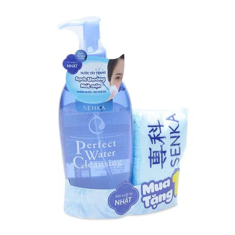 Nước tẩy trang Senka Perfect Water Cleansing (300ml) + Tặng kèm khăn mặt mềm mịn