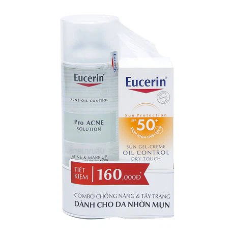 Combo nước tẩy trang cho da mụn Eucerin (200ml) và kem chống nắng giúp kiểm soát nhờn Eucerin (50ml)
