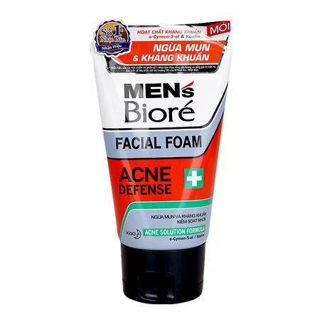 Sữa rửa mặt ngừa mụn và kháng khuẩn cho nam Men’s Bioré Acne Defense Facial Foam (100g)