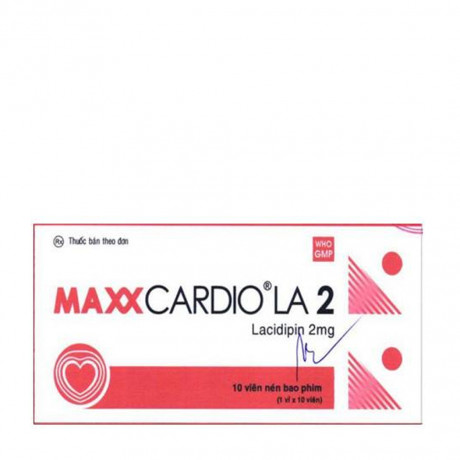 Viên nén bao phim Maxxcardio LA 2 Ampharco điều trị tăng huyết áp (3 vỉ x 10 viên)