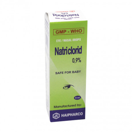 Dung dịch nhỏ mắt, mũi Natri clorid 0.9% rửa mắt, rửa mũi, phụ trị nghẹt mũi, sổ mũi (chai 8ml)