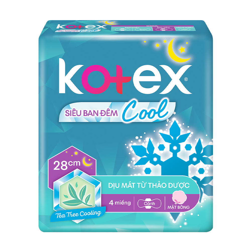 Kotex Bang Ve Sinh Kho Thoang Ban Dem Cool 28 cm 4M