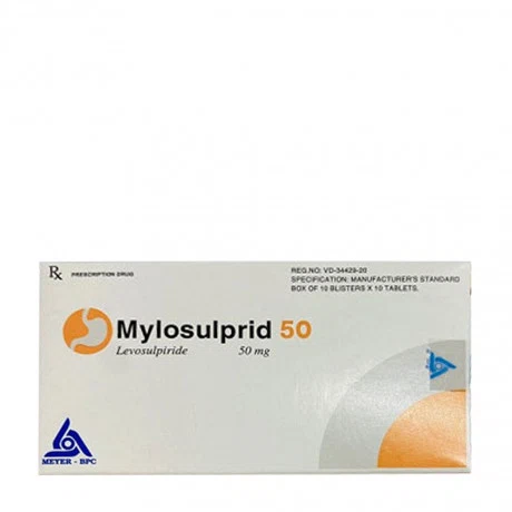Viên nén Mylosulprid 50mg điều trị tâm thần phân liệt, rối loạn tiêu hóa chức năng (10 vỉ x 10 viên)