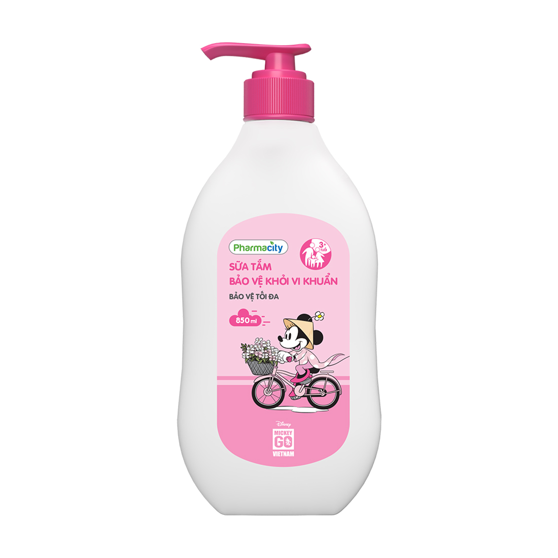 PMC Mickey go VN Sua tam Bao ve khoi vi khuan - Bao ve toi da 850ml