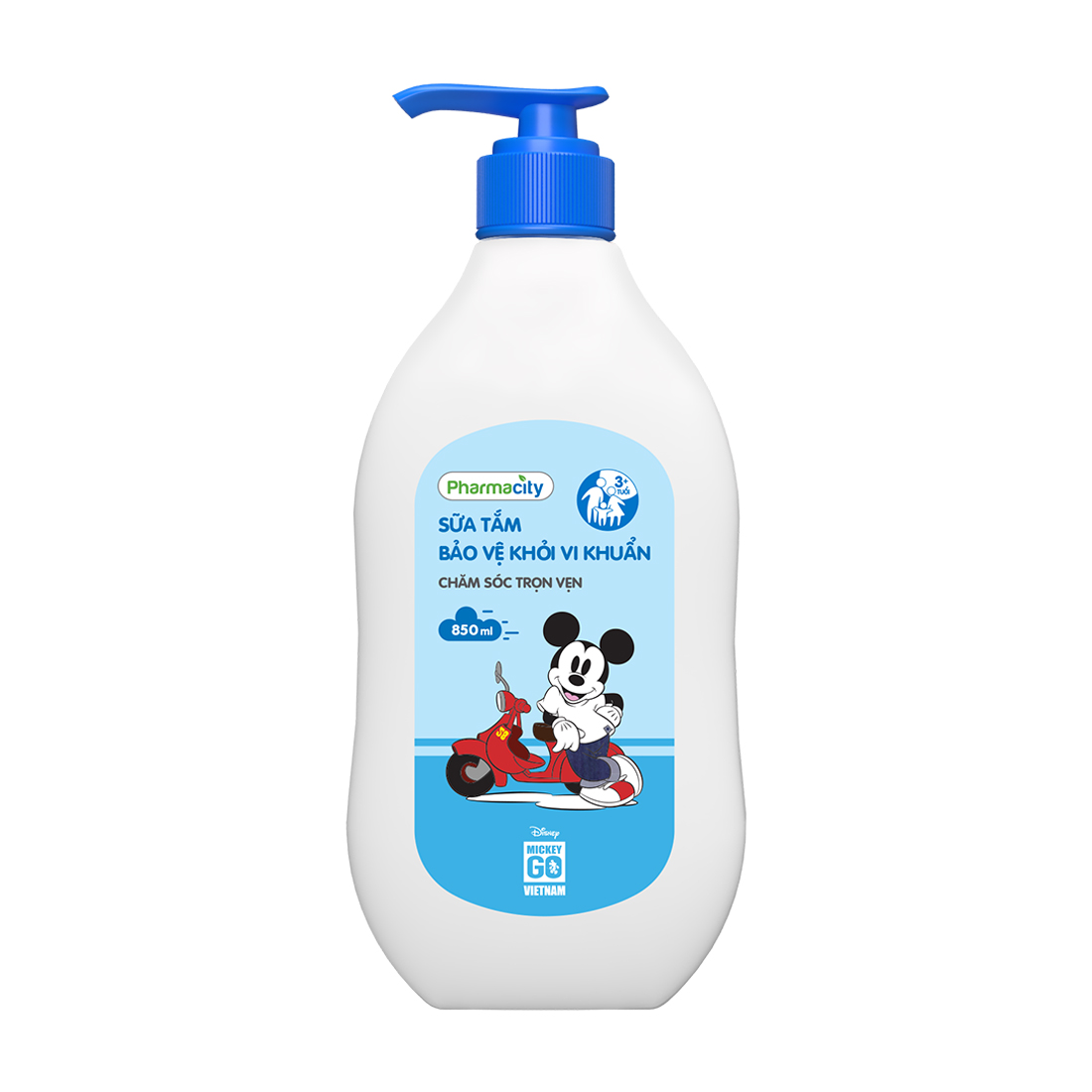 PMC Mickey go VN Sua tam Bao ve khoi vi khuan - Cham soc tron ven 850ml