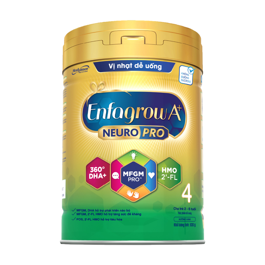 Thực phẩm bổ sung Enfagrow A+ Neuropro 4 với 2' - FL HMO cho trẻ từ 2- 6 tuổi (830g)