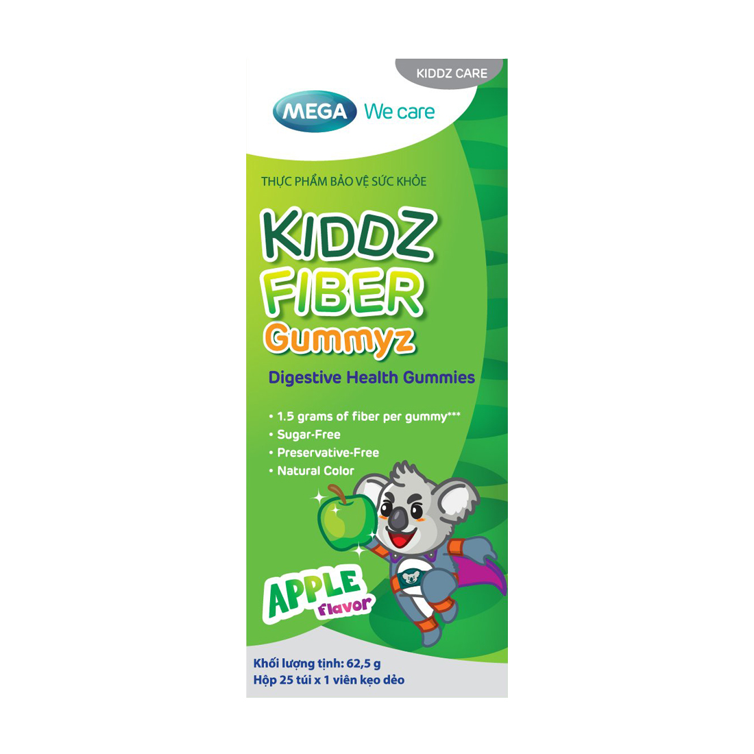 Kẹo dẻo KIDDZ FIBER Gummyz bổ sung chất xơ (Hộp 25 túi x 1 viên)
