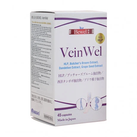Thực phẩm bảo vệ sức khỏe hỗ trợ giảm các triệu chứng suy giãn tĩnh mạch Bewel VeinWel (Hộp 45 viên)