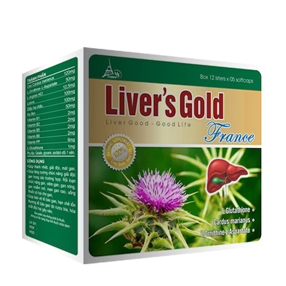 Thực phẩm bảo vệ sức khỏe hỗ trợ giải độc gan Liver's Gold Plus (Hộp 60 viên)
