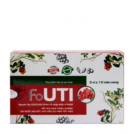 Thực phẩm bảo vệ sức khỏe hỗ trợ giảm triệu chứng viêm đường tiết niệu FoUTI (Hộp 30 viên)