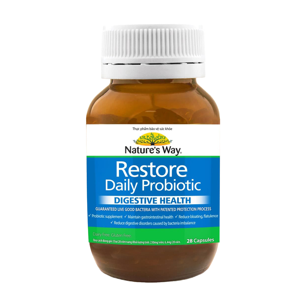 Thực phẩm bảo vệ sức khỏe Viên bổ sung lợi khuẩn, hỗ trợ hệ tiêu hóa Nature's Way Restore Daily Probiotic (Hộp 28 viên)