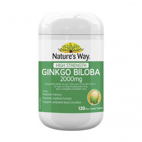 Tăng cường tuần hoàn não Nature's Way Ginkgo Biloba 2000mg (Hộp 120 viên)