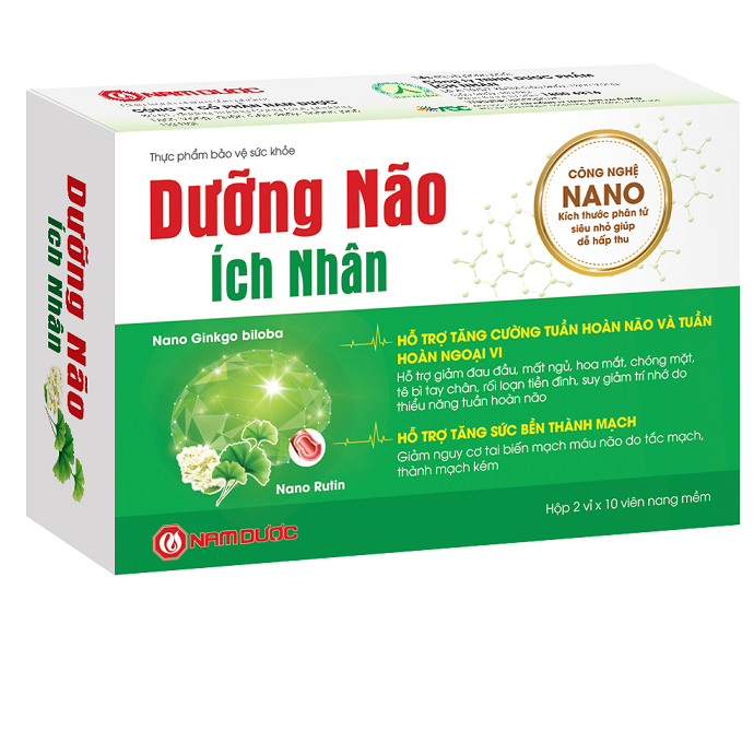 Thực phẩm bảo vệ sức khỏe tăng cường tuần hoàn não Dưỡng Não Ích Nhân (2 vỉ x 10 viên)