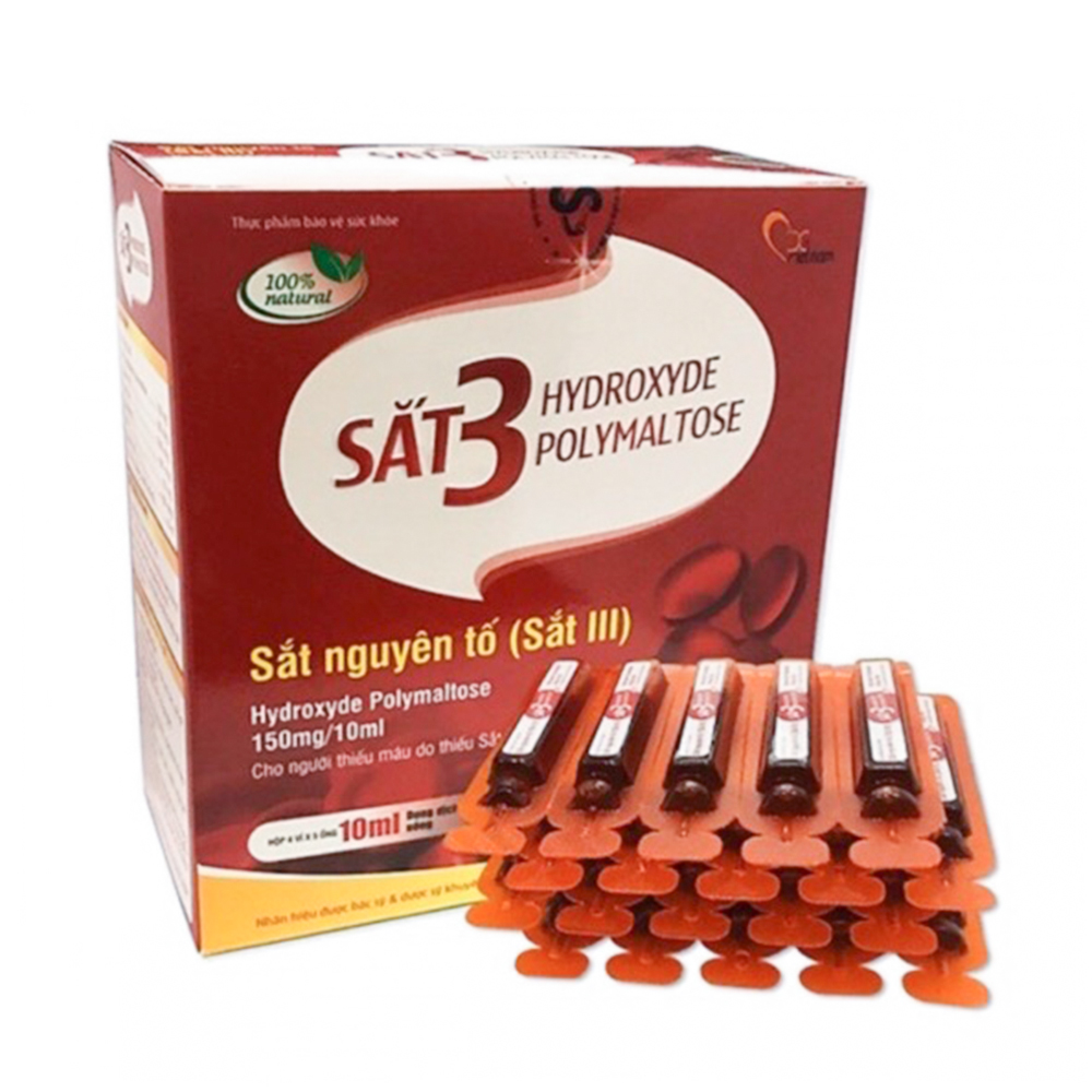 Thực phẩm chức năng Bổ sung sắt, phòng ngừa thiếu máu Sắt 3 Hydroxyde Polymaltose (Hộp 20 Ốngx10Ml)