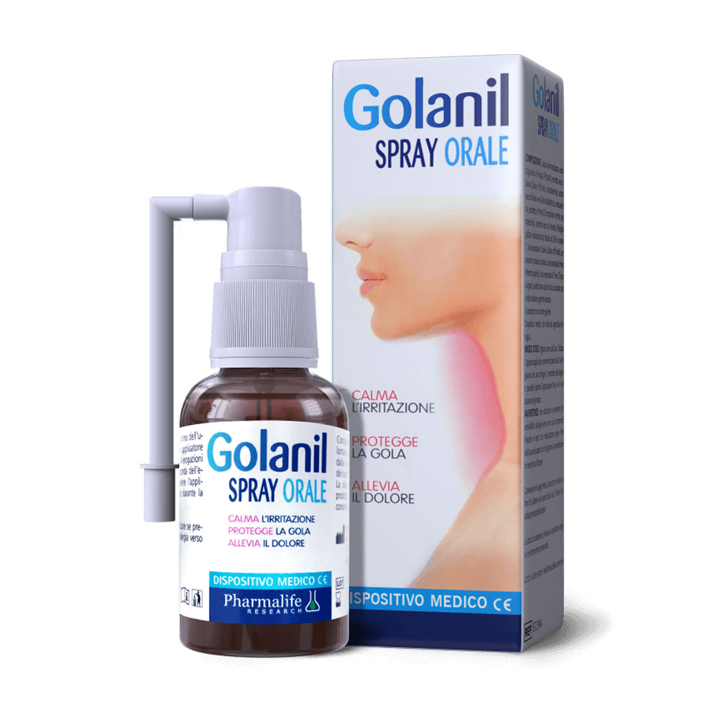 Xịt họng Pharmalife Golanil Spray Orale Research hỗ trợ giảm ho, bổ phế (Chai 30ml)