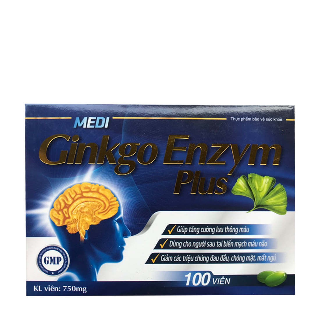 Thực phẩm bảo vệ sức khỏe tuần hoàn máu não Medi Ginkgo Enzym Plus (Hộp 10 vỉ x 10 viên)