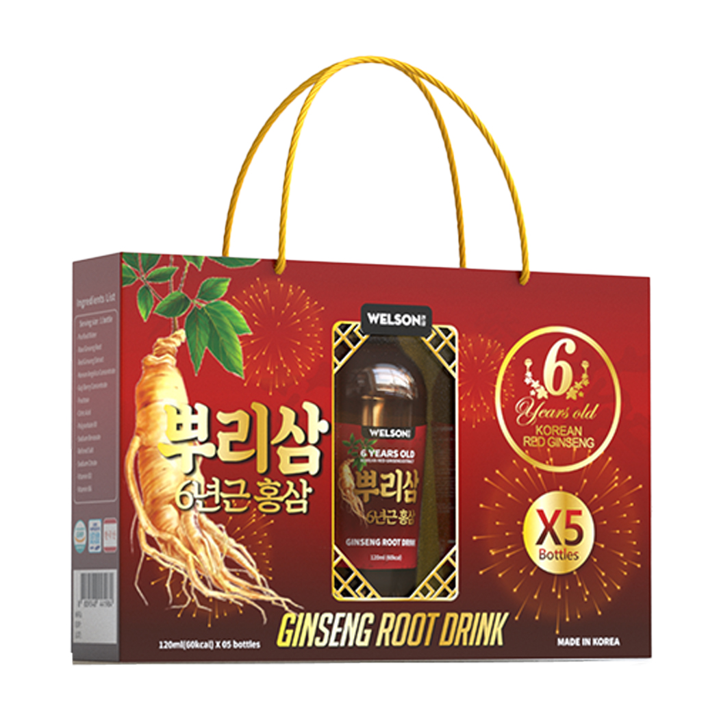 Nước uống nhân sâm nguyên củ Welson Ginseng Root Drink (5 chai x 120ml)