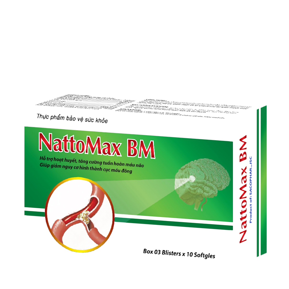 Viên bổ não Nattomax BM (Hộp 3 vỉ x 10 viên)