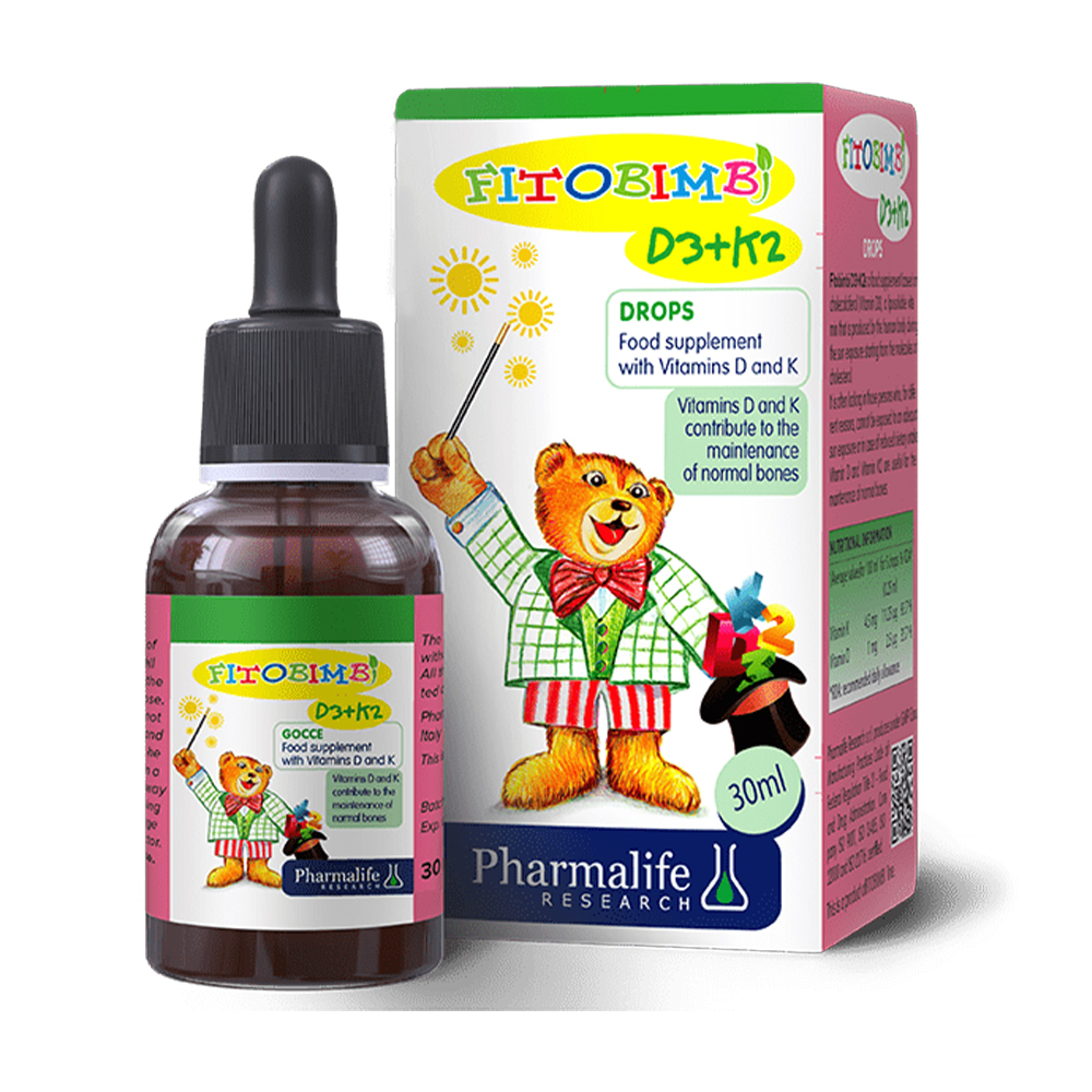 Dung dịch uống Pharmalife Research Fitobimb D3+K2 hỗ trợ bổ sung vitamin D3, K2 cho trẻ (Chai 30ml)