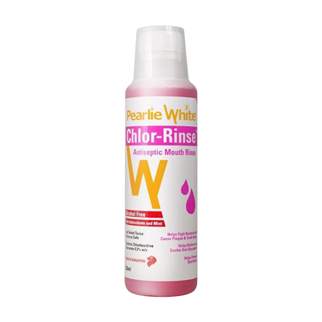 Nước Súc Miệng PEARLIE WHITE Chlor-Rinse Chống Lại Vi Khuẩn Gây Mảng Bám (Chai 250ml)
